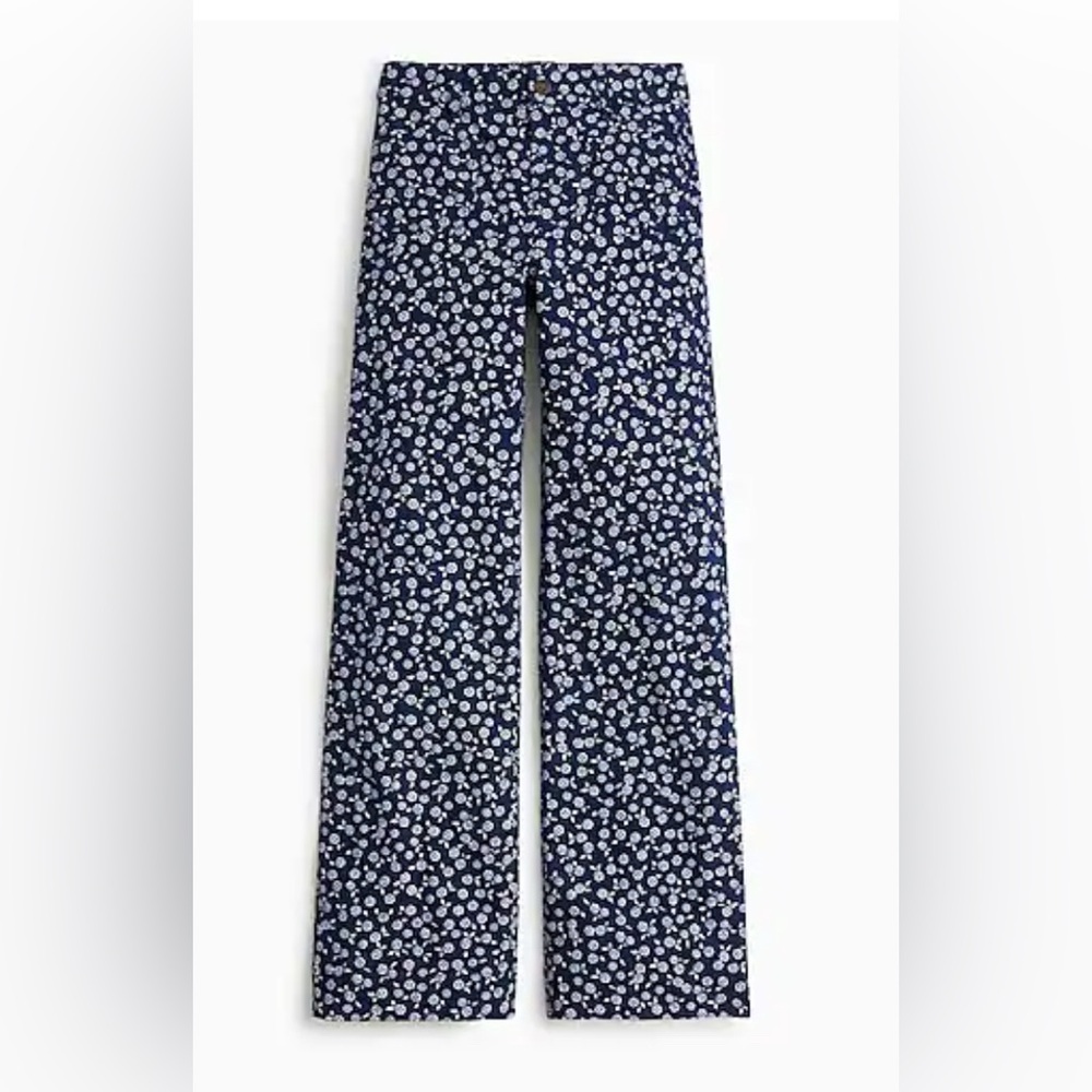 J. Crew Factory Navy Floral Wide Leg Pants